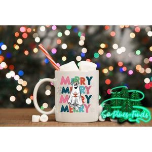 Merry Christmas ghost Oversized Coffee Mug, 15oz